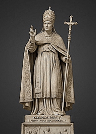 Sculpture du pape CLEMENT V en majesté sur piedestal