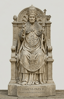 Sculpture du pape CLEMENT V assis sur trône papal