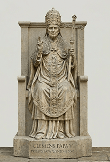 Sculpture du pape CLEMENT V assis sur trône papal
