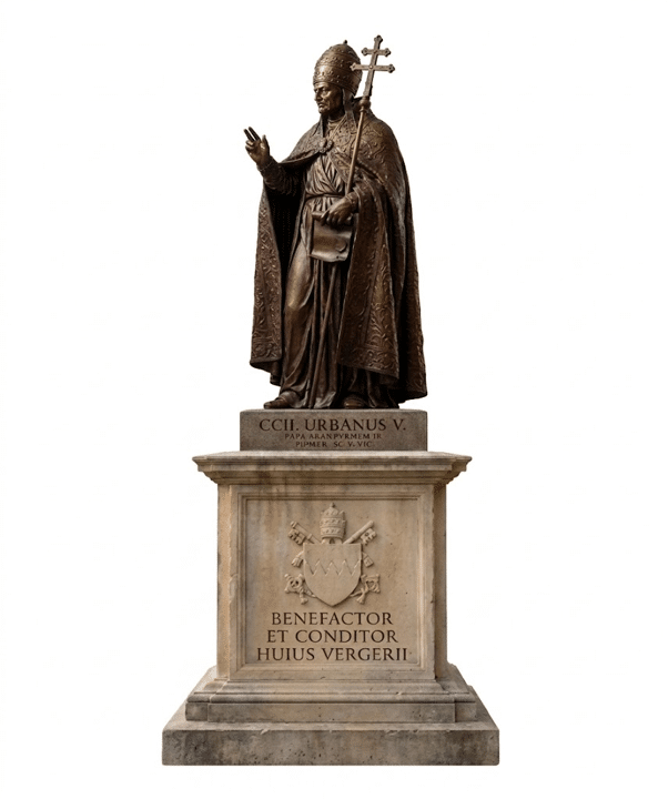 Statue du pape Urbain V Exemple de sculpture du pape URBAIN V sur un piedestal