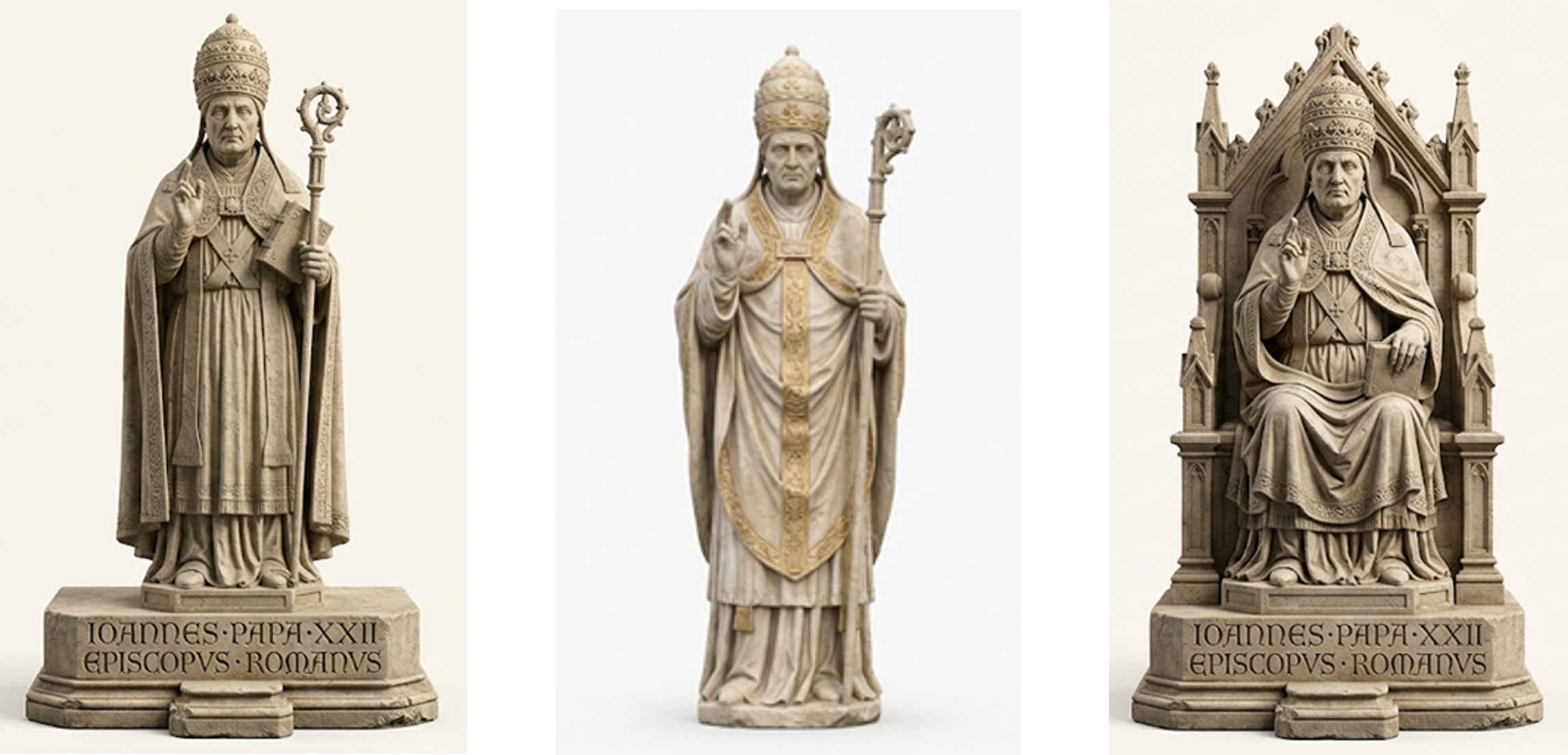 Exemples de sculpture du pape Jean XXII Sculptures du pape JEAN XXII en majesté ou assis sur le trône papal